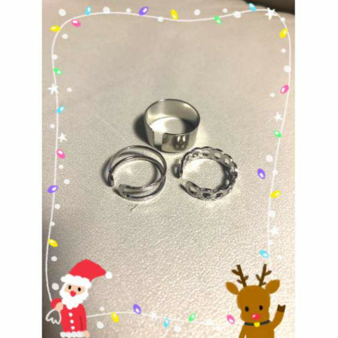 【本日限定SALE】指輪3点セット シルバーリング 調整可能 韓国 アクセサリー レディースのアクセサリー(リング(指輪))の商品写真