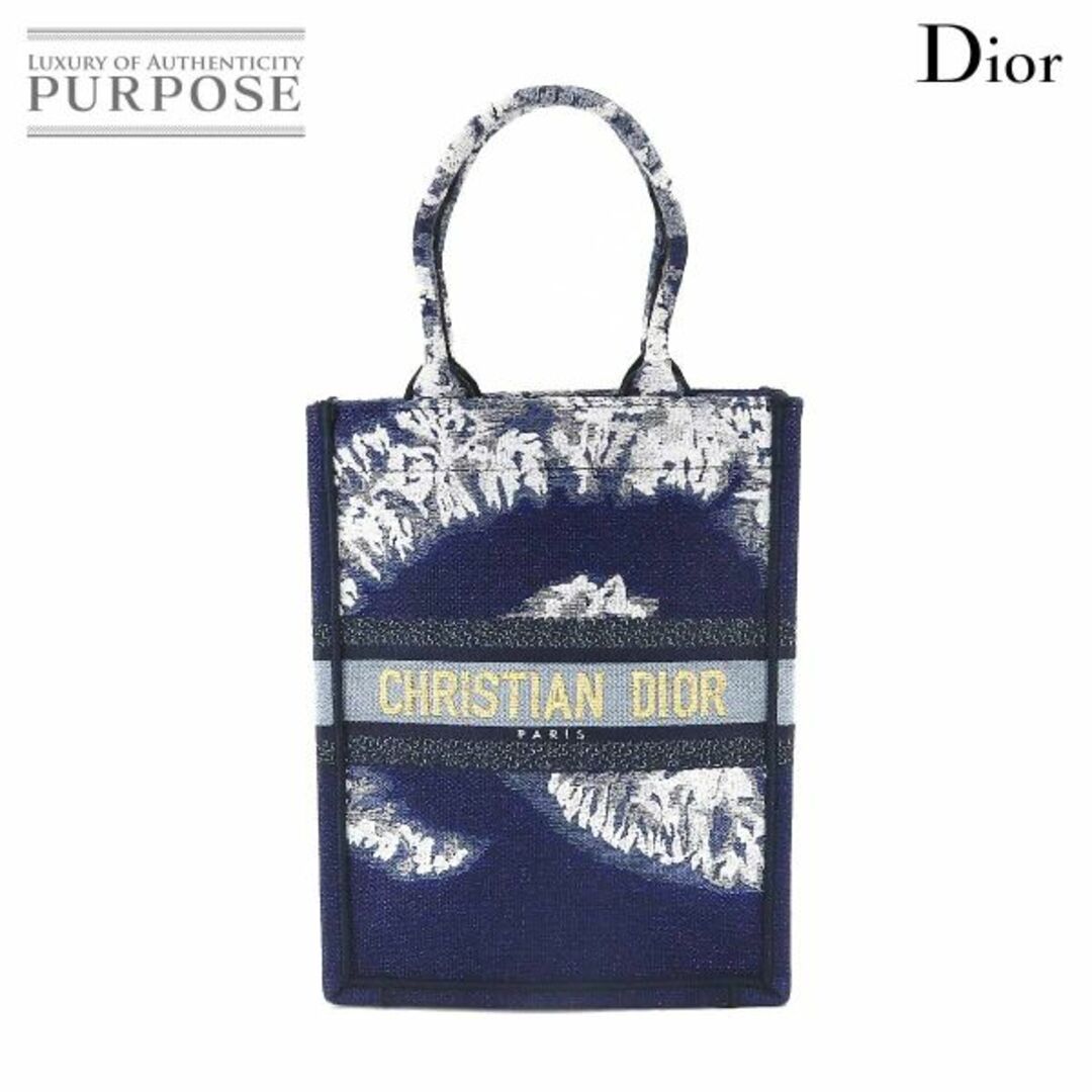 未使用 展示品 クリスチャン ディオール Christian Dior ブック トート バーティカル バッグ キャンバス ネイビー ホワイト VLP 90198428ブランドクリスチャンディオール