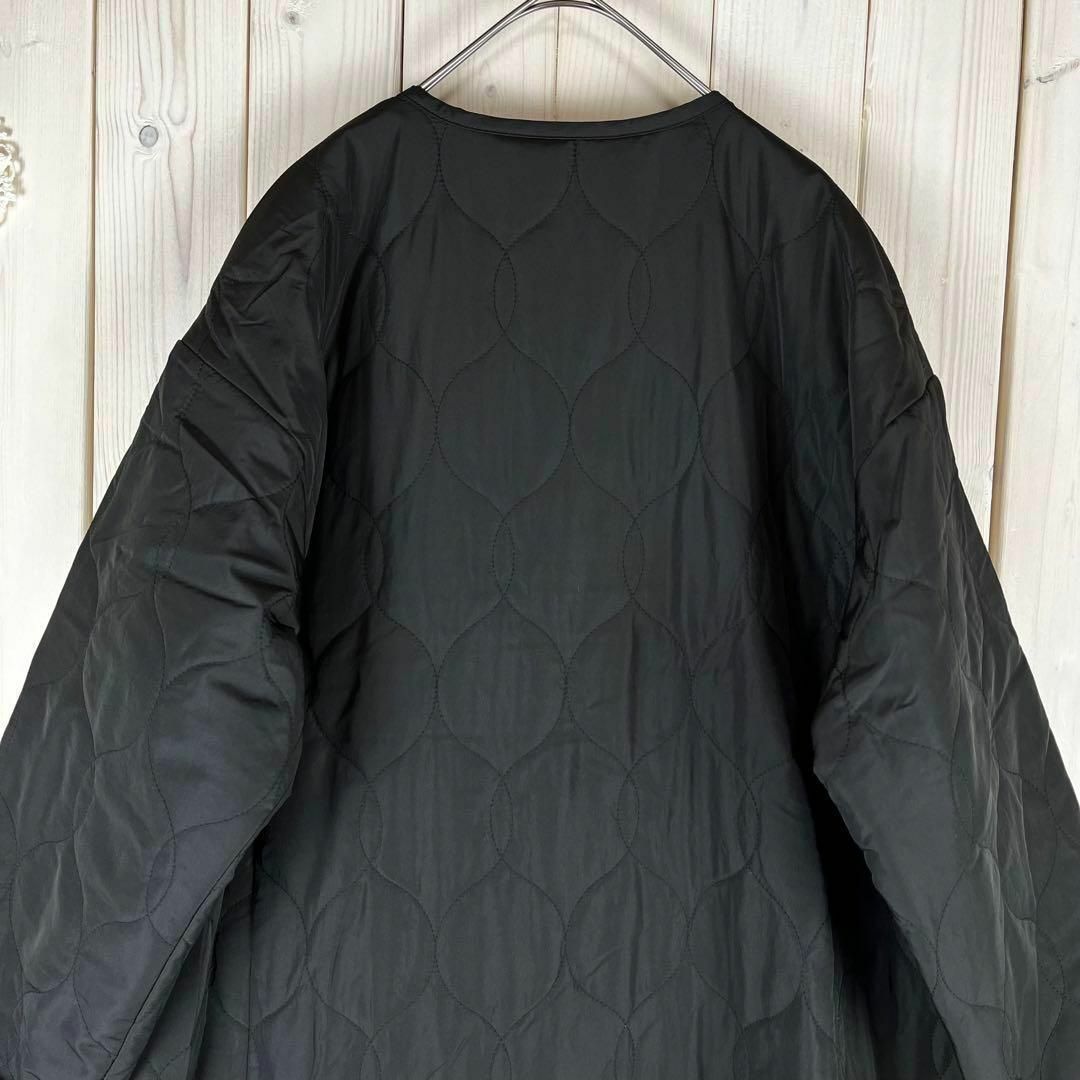 新品 キルティングコート 中綿 ノーカラー ブラック M L