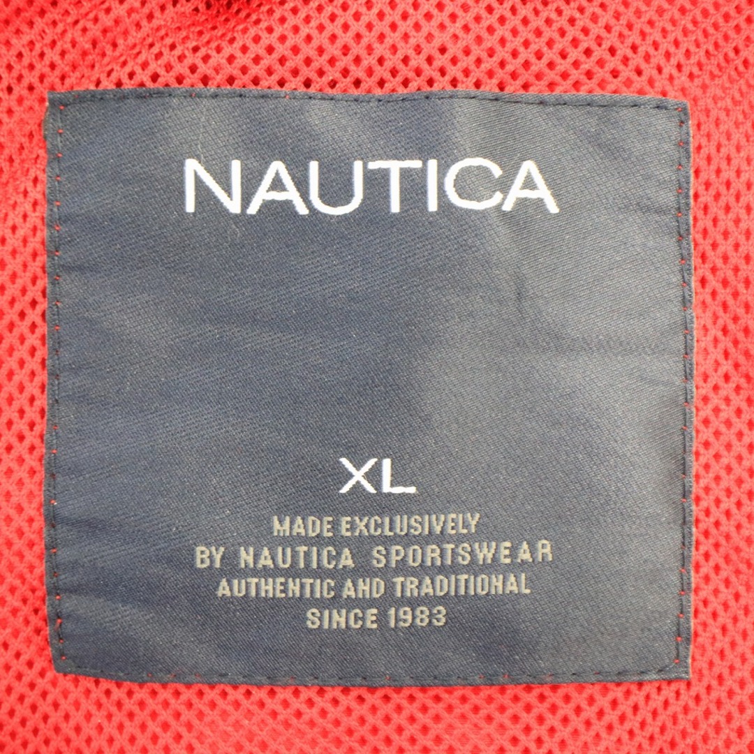 NAUTICA ノーティカ ブルゾン ジャケット 刺繍 ラインデザイン レッド (メンズ XL) 中古 古着 O7910