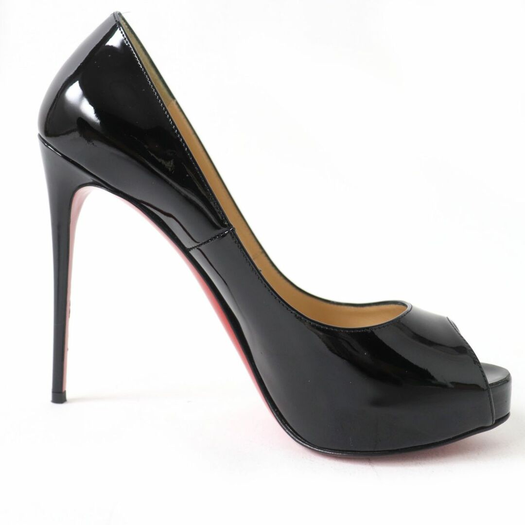 Christian Louboutin(クリスチャンルブタン)の美品☆クリスチャンルブタン NEW VERY PRIVE 120 PATENT オープントゥ パテントレザー パンプス ブラック 37 1/2 イタリア製 箱・保存袋付 レディースの靴/シューズ(ハイヒール/パンプス)の商品写真