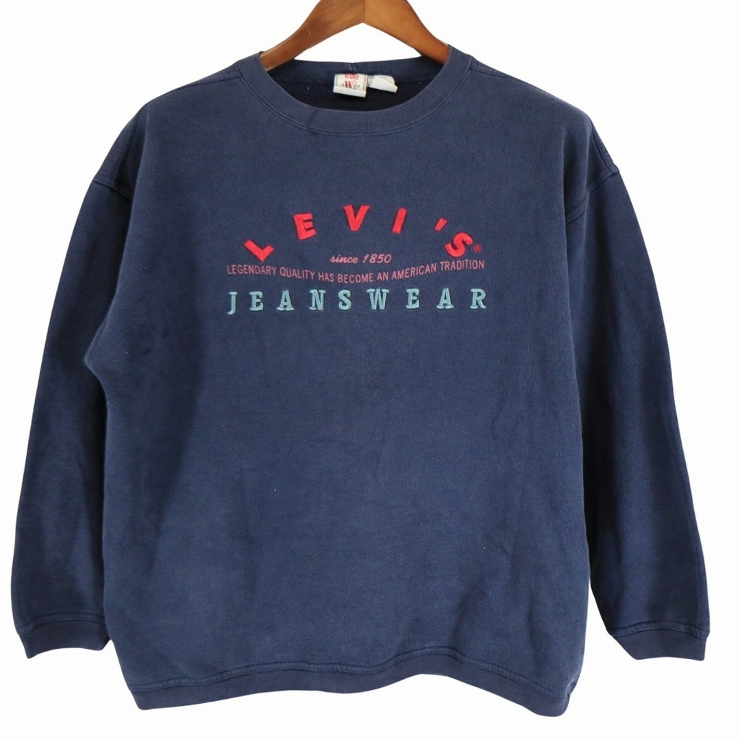 Levi's リーバイス 文字刺繍 スウェット 刺繍  アメカジ ネイビー (レディース M)   O7918