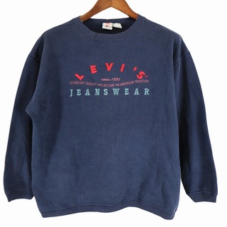 リーバイス(Levi's)のLevi's リーバイス 文字刺繍 スウェット 刺繍  アメカジ ネイビー (レディース M) 中古 古着 O7918(トレーナー/スウェット)