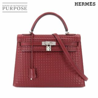 エルメス(Hermes)の新品同様 エルメス HERMES ケリー 32 ワッフル 2way ハンド ショルダー バッグ ドゥイッチ ルージュアッシュ □G刻印 外縫い VLP 90201247(ハンドバッグ)