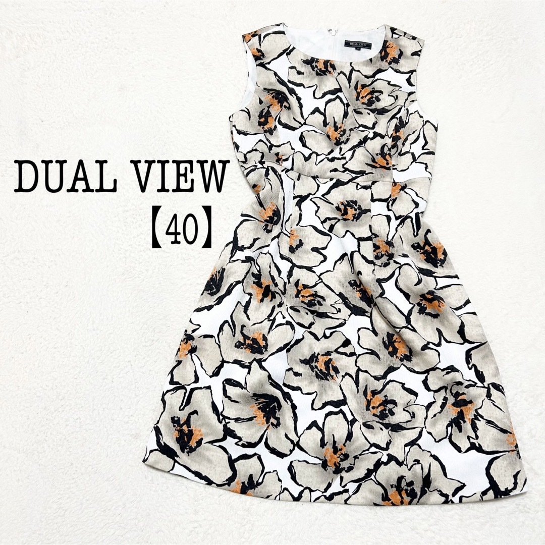 【美品】DUAL VIEW フラワープリント ノースリーブワンピース 40