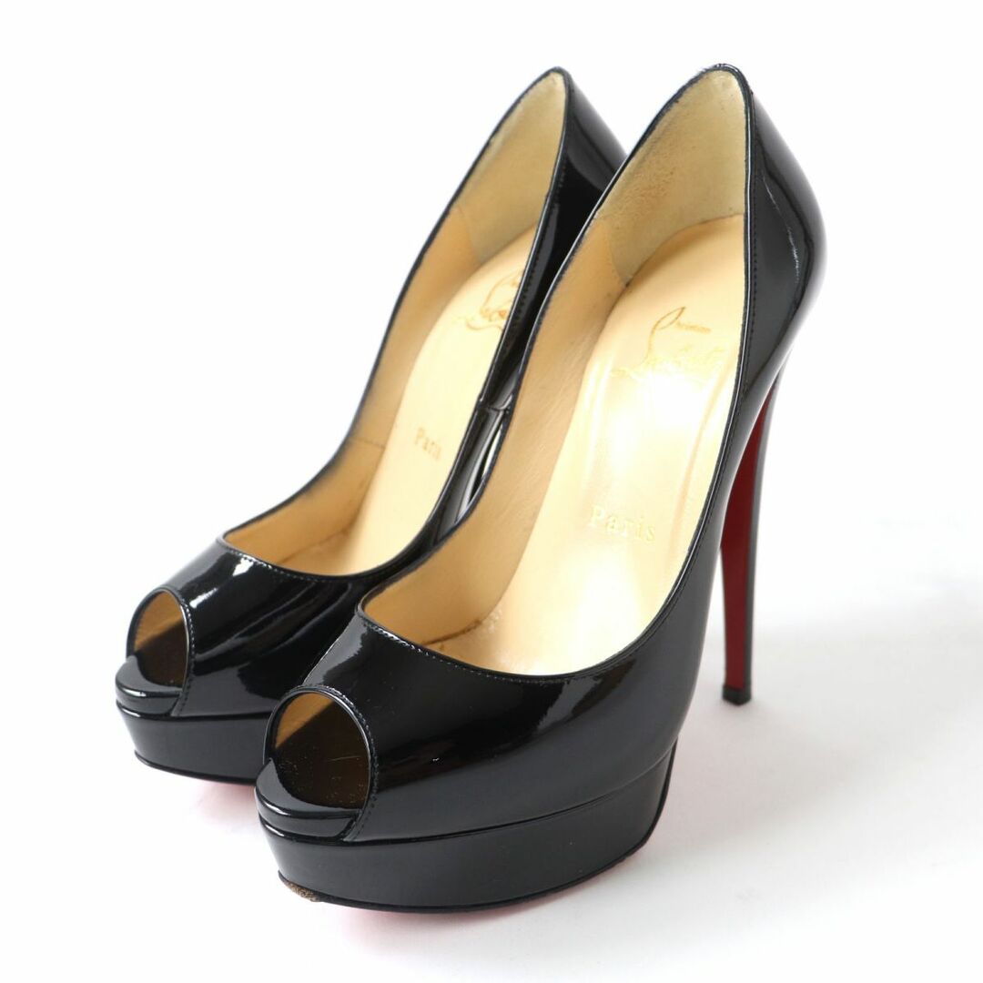 Christian Louboutin(クリスチャンルブタン)の美品☆クリスチャンルブタン 3100893 LADY PEEP 150 オープントゥ パテントレザー パンプス ブラック レディース 36 イタリア製 箱付き レディースの靴/シューズ(ハイヒール/パンプス)の商品写真