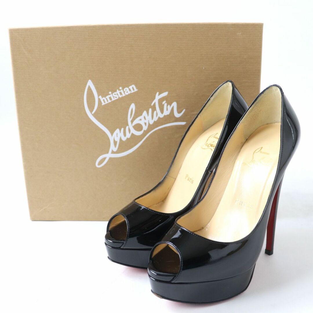 Christian Louboutin(クリスチャンルブタン)の美品☆クリスチャンルブタン 3100893 LADY PEEP 150 オープントゥ パテントレザー パンプス ブラック レディース 36 イタリア製 箱付き レディースの靴/シューズ(ハイヒール/パンプス)の商品写真