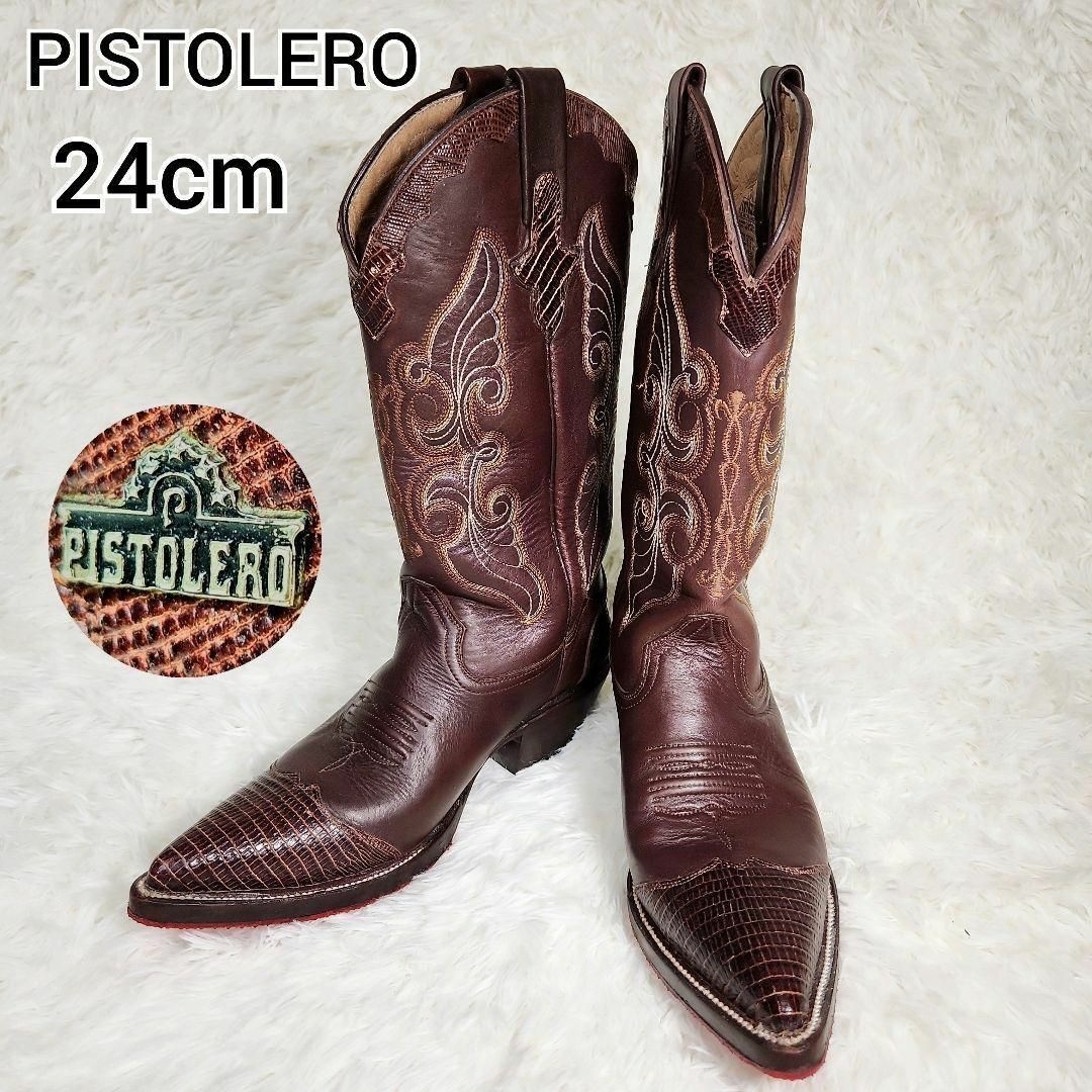 PISTOLERO(ピストレロ)の【PISTOLERO】ウエスタン 本場メキシコ製 オール刺繍 本革 23.5cm レディースの靴/シューズ(ブーツ)の商品写真