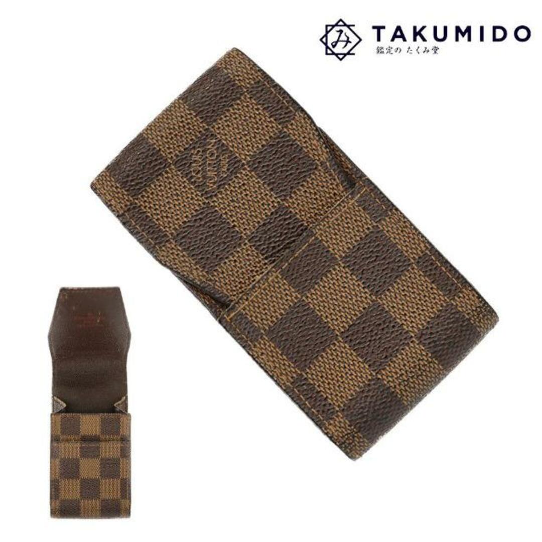 LOUIS VUITTON(ルイヴィトン)のルイヴィトン タバコケース エテュイ シガレット N63024 中古 ダミエ エベヌ ブラウン LOUIS VUITTON 【中古】 | シガレットケース ユニセックス たばこ ファッション 茶 ブランド小物 Bランク メンズのファッション小物(タバコグッズ)の商品写真