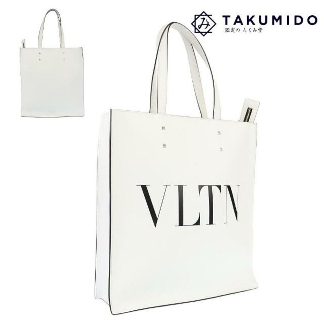 ヴァレンティノ ガラヴァーニ スタッズ VLTN トートバッグ  ホワイト レザー VALENTINO GARAVANI  | 白 バック カバン シンプル メンズ ビジネスシーン ファッション 鞄 ブランド Aランク