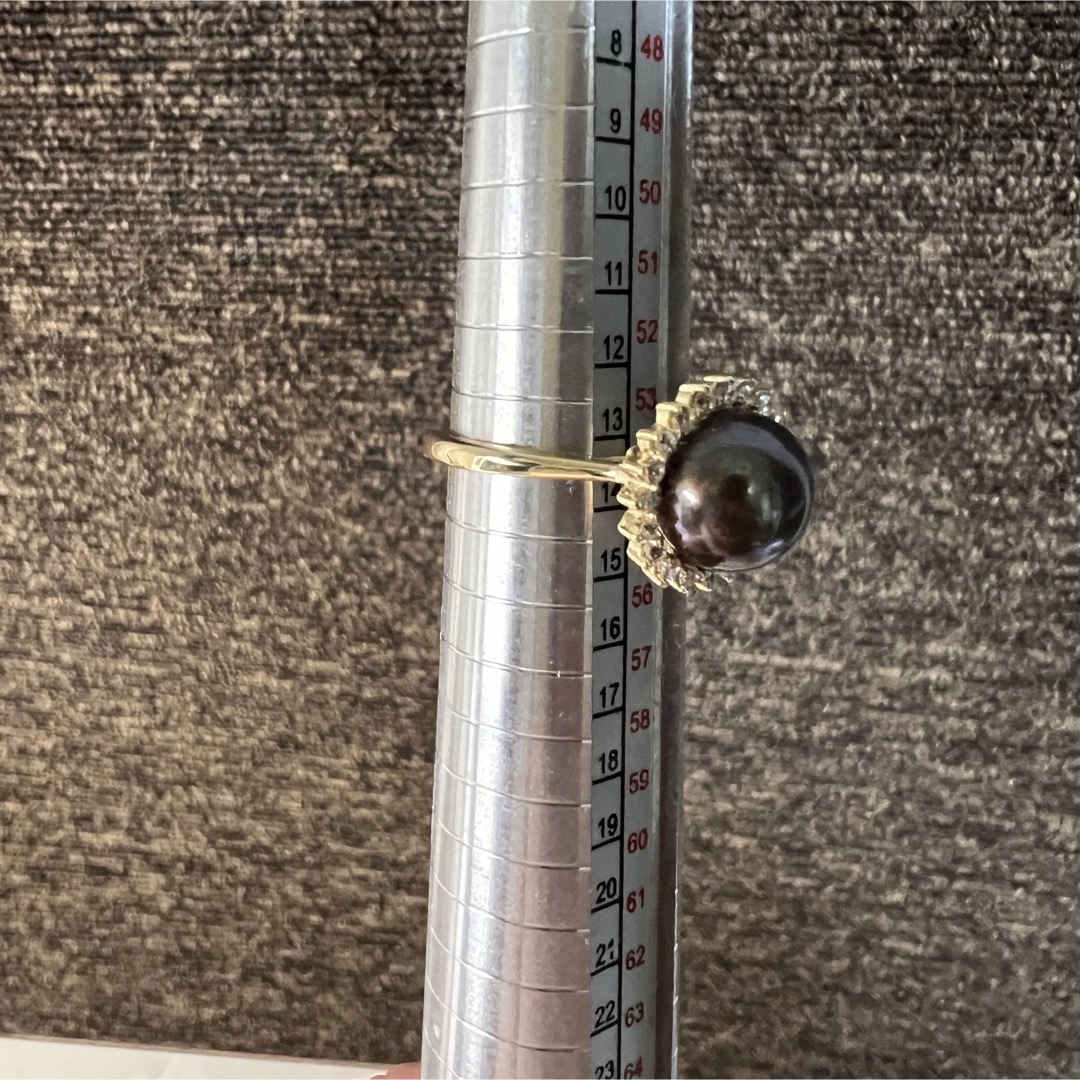 【新品】アクセサリー　本真珠　無核　淡水パール　大珠　K18GP フリーリング ハンドメイドのアクセサリー(リング)の商品写真