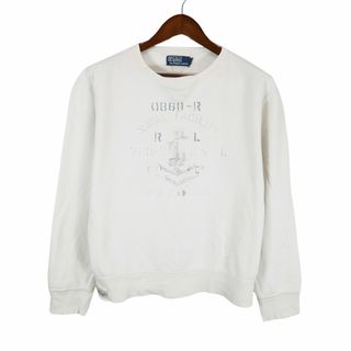 ポロラルフローレン(POLO RALPH LAUREN)の90-00s Polo by Ralph Lauren ポロバイラルフローレン アンカーマーク スウェット アメカジ ホワイト (メンズ L) 中古 古着 O8047(スウェット)