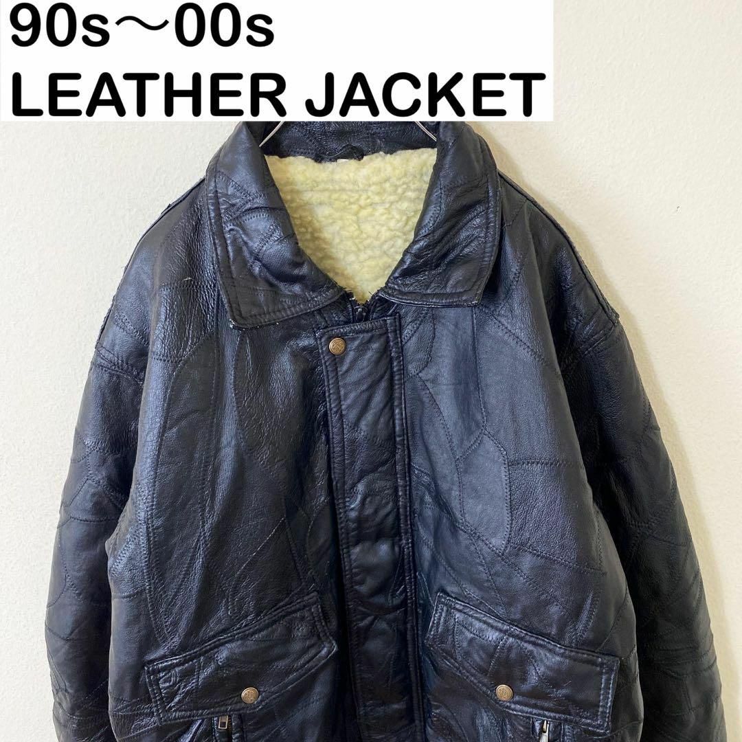 90s〜00s Vintage レザージャケット ブルゾン 古着 ヴィンテージの+