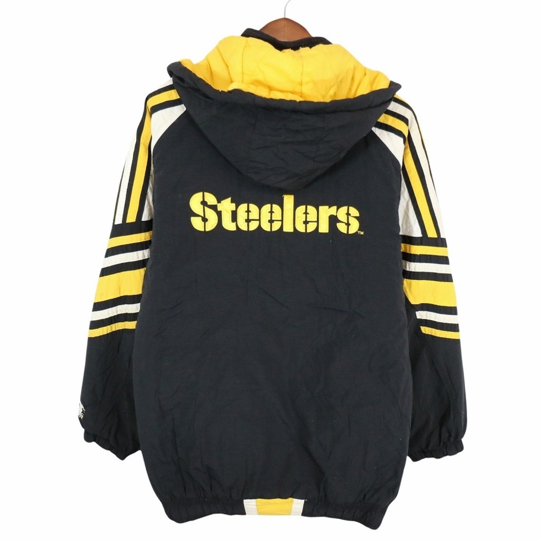 90年代 STARTER スターター NFL ピッツバーグ・スティーラーズ 中綿ナイロン ジャケット プロチーム ブラック (メンズ XL) 中古  古着 O8093