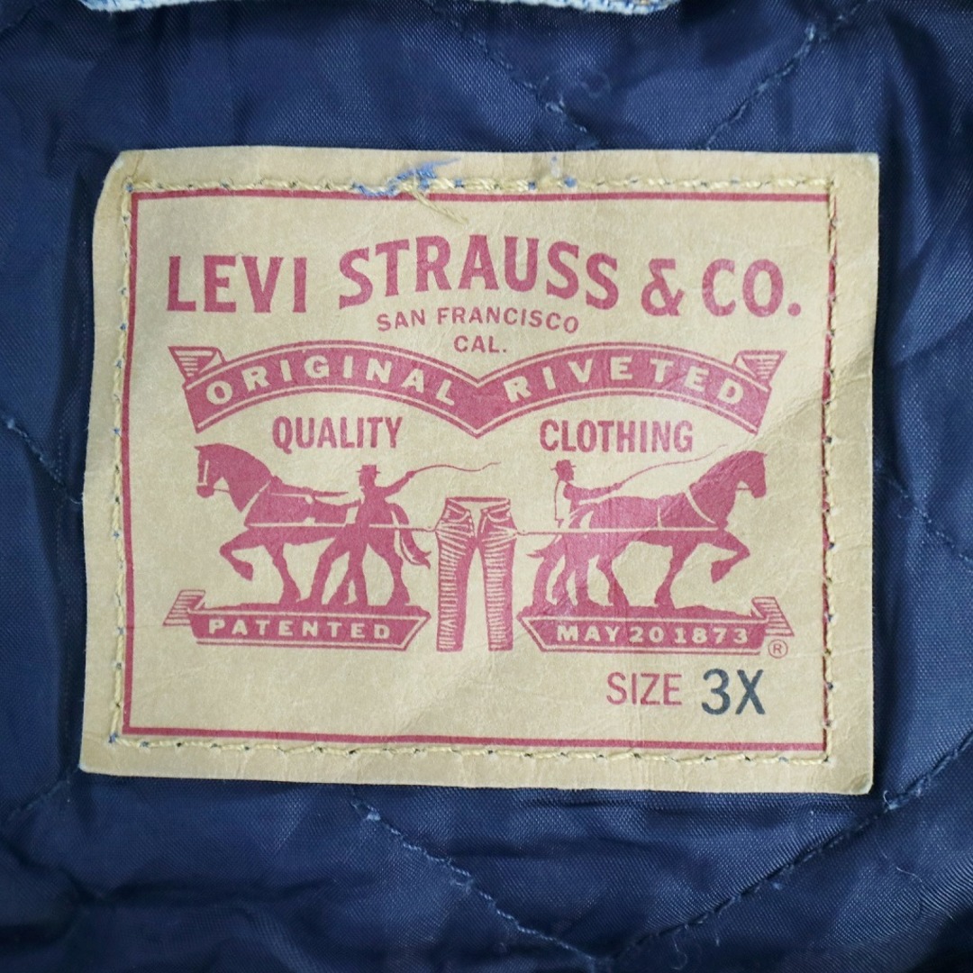 Levi's(リーバイス)のLevi's リーバイス デニムジャケット 裏地キルティング 防寒  ワーク ブルー (メンズ 3X) 中古 古着 O8088 メンズのジャケット/アウター(Gジャン/デニムジャケット)の商品写真