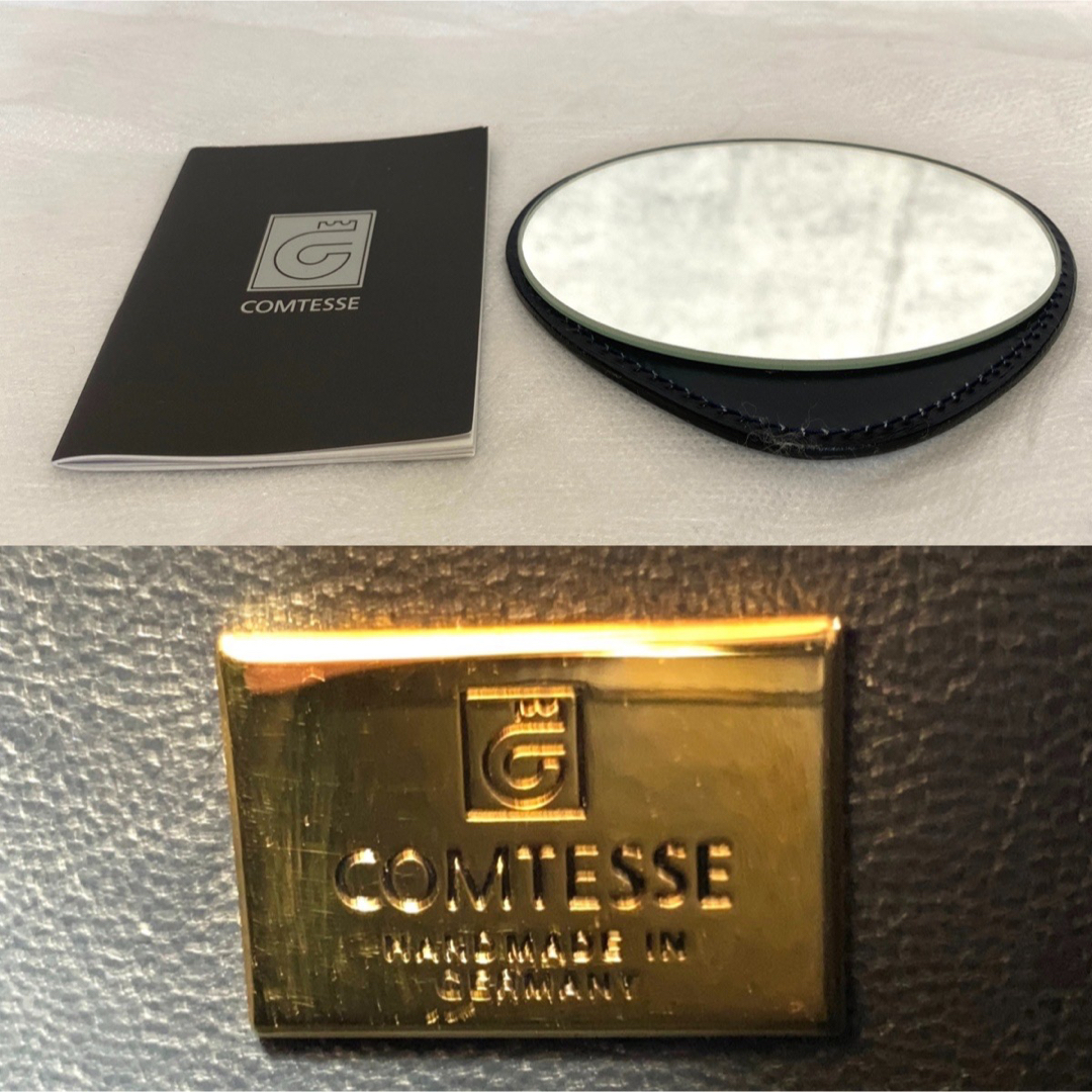 【良品】COMTESSE ホースヘア ダークネイビー ゴールド金具 ハンドバッグ