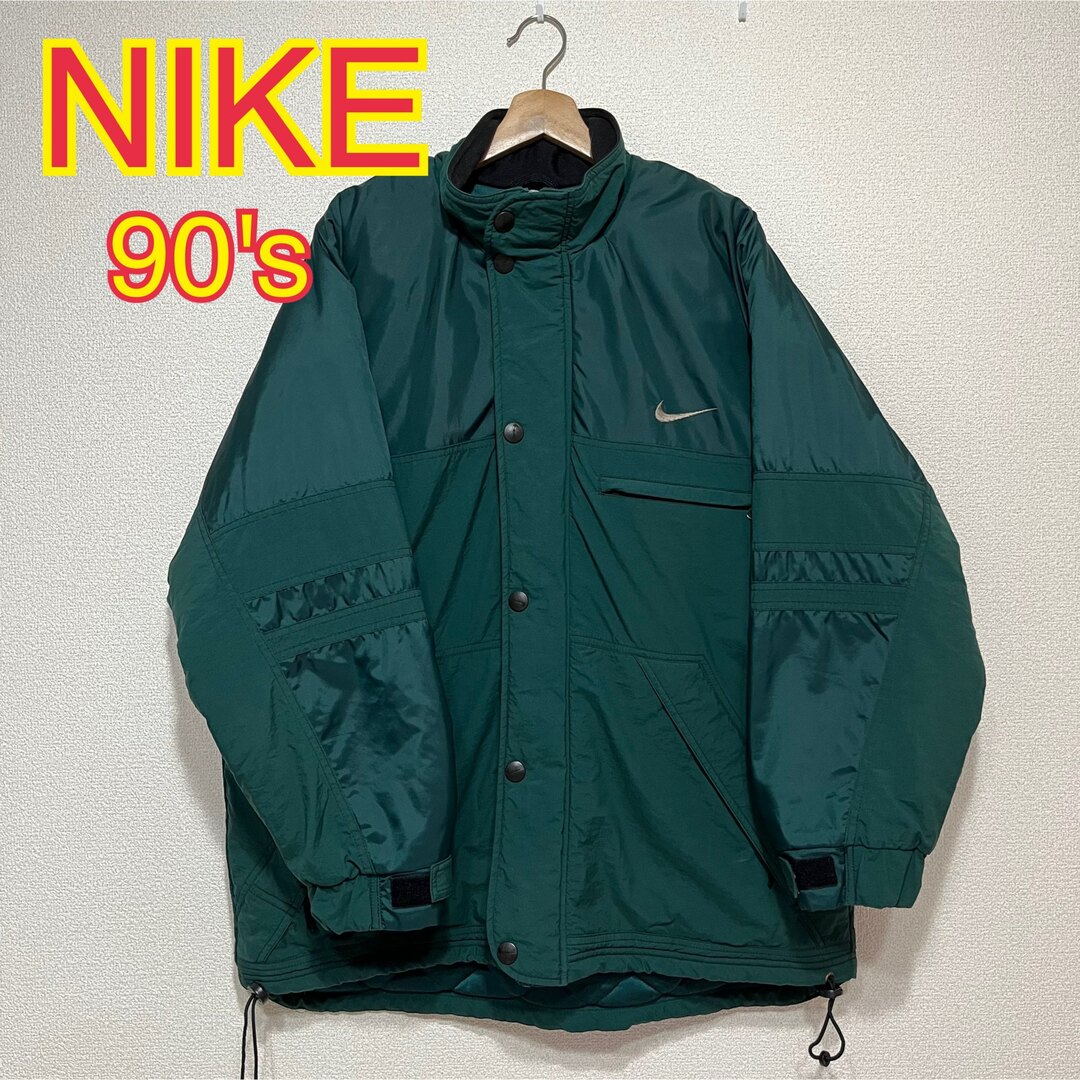 【レア品】NIKE グリーン　中綿ブルゾン　L  白タグ　90s ビッグ