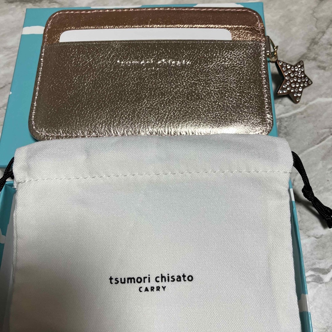 ツモリチサト　パスケース レザー カードケース　ミニ財布　ピンクゴールド　日本製