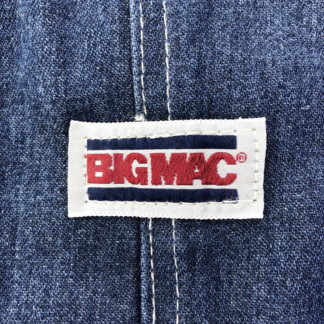 80年代 BIG MAC ビッグマック オーバーオール ワーク  アメカジ ブルー (メンズ 2) 中古 古着 O8167 メンズのパンツ(サロペット/オーバーオール)の商品写真