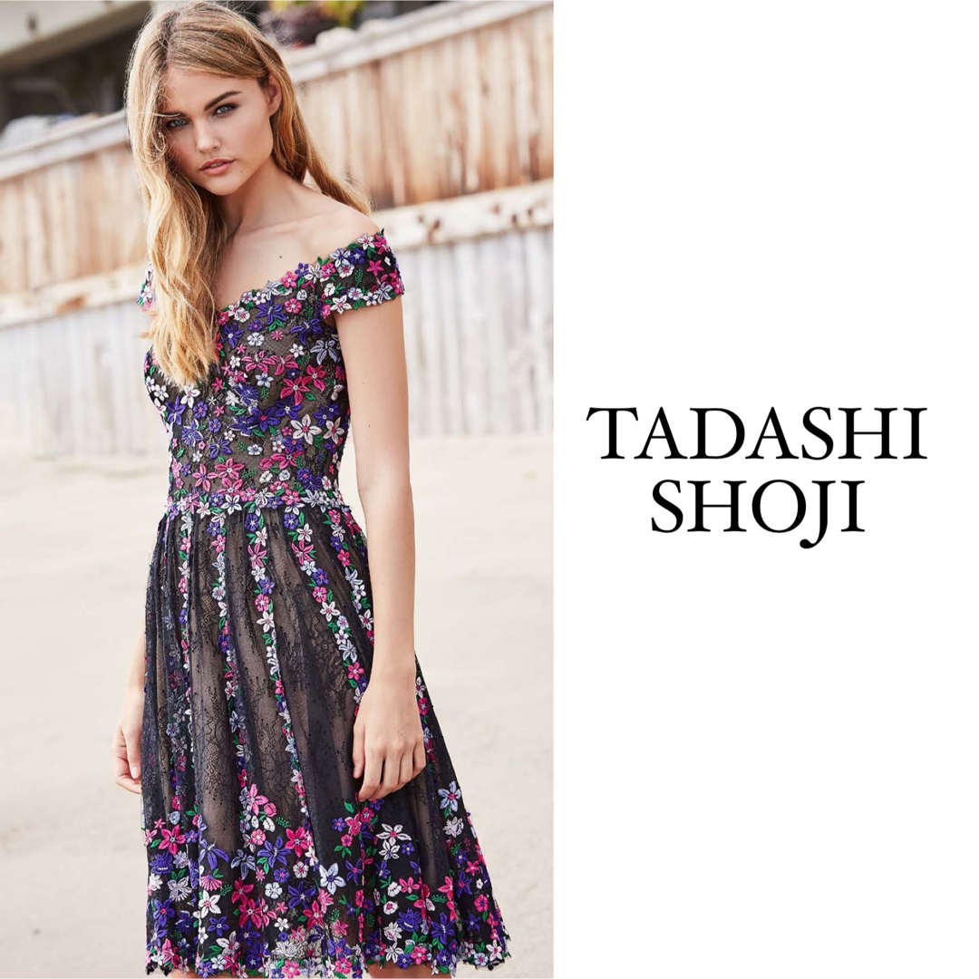 TADASHI SHOJI   極美品 オフショルダーフローラルドレス 大きいサイズ