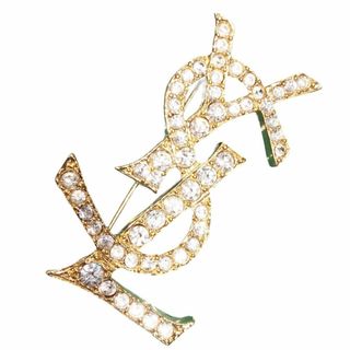 【4,000円OFF お値引き】イヴサンローラン YSL YVES SAINT LAURENT ブローチ アクセサリー ロゴデザイン 金色 ゴールドカラー レディース メンズ 【 Bランク】☆送料無料☆ 当店通常価格 47,800円