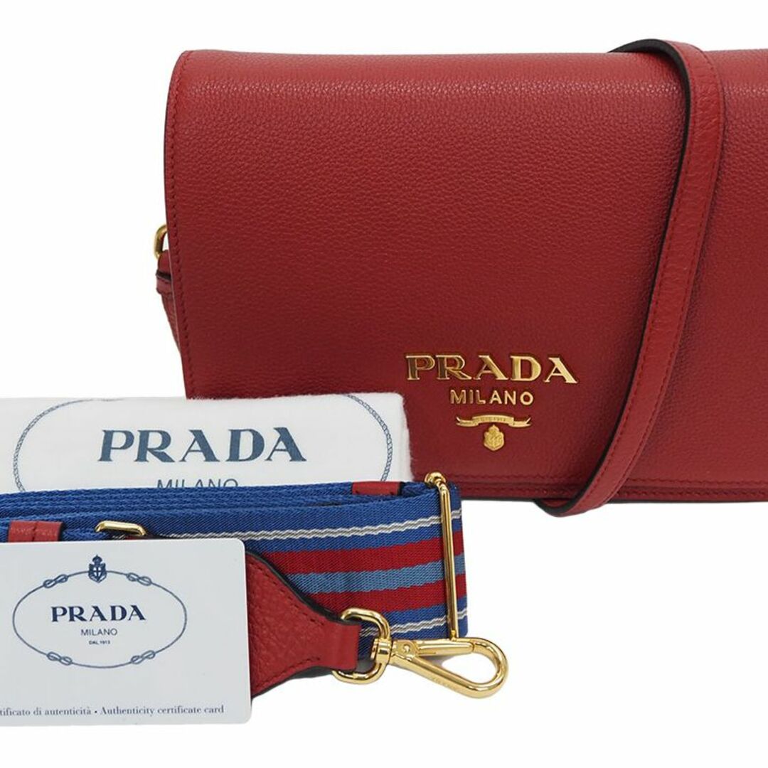 PRADA - 【未使用品】PRADA プラダ レザー フラップ ショルダーバッグ