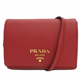 プラダ(PRADA)の【未使用品】PRADA プラダ レザー フラップ ショルダーバッグ 1BD102 2BBE F0011 2WAYクラッチバッグ レッド レディース ポシェット 小さい スクエア型 長財布不可(ショルダーバッグ)