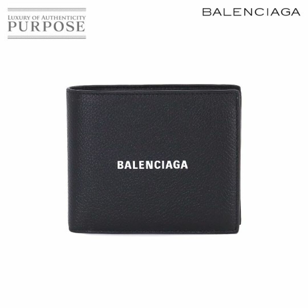 未使用 展示品 バレンシアガ BALENCIAGA 二つ折り 財布 レザー ブラック 594315 VLP 90207689