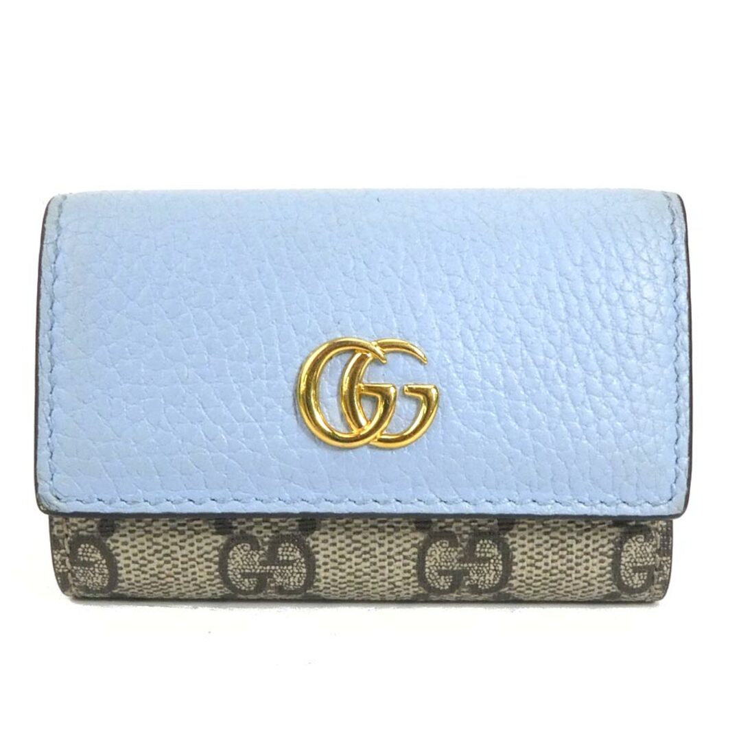 Gucci(グッチ)のグッチ GUCCI キーケース GGマーモント GGスプリームキャンバス ライトブルー×ブラウン ユニセックス 456118 送料無料【中古】 h29851f ハンドメイドのファッション小物(キーケース/名刺入れ)の商品写真