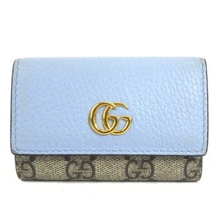 グッチ(Gucci)のグッチ GUCCI キーケース GGマーモント GGスプリームキャンバス ライトブルー×ブラウン ユニセックス 456118 送料無料【中古】 h29851f(キーケース/名刺入れ)