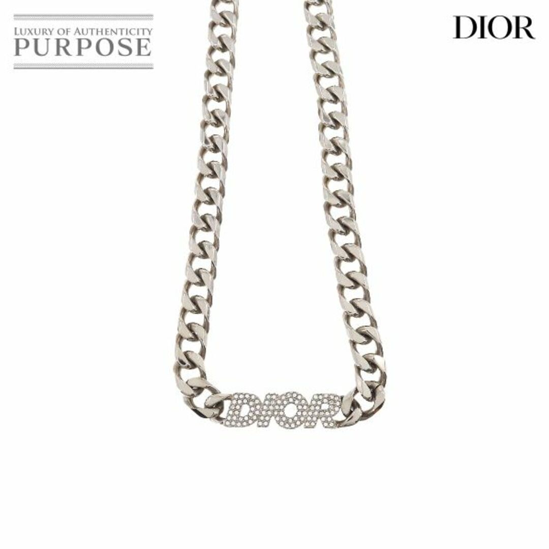 未使用 展示品 クリスチャン ディオール Christian Dior CD ロゴ チェーン ネックレス ラインストーン シルバー アクセサリー VLP 90208366