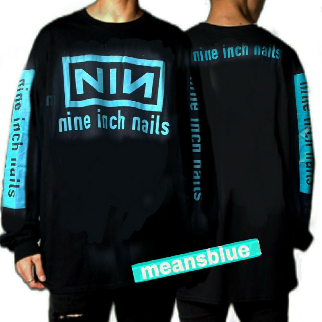 黒XL☆長袖ティファニーカラーNIN ロゴ Nine inch nails