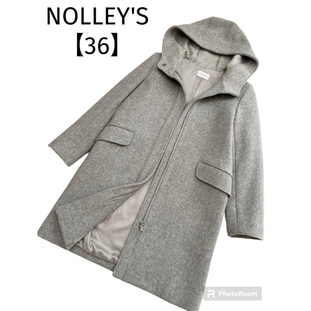 NOLLEY'S ファーストラムフード付コート　ライトグレー　36