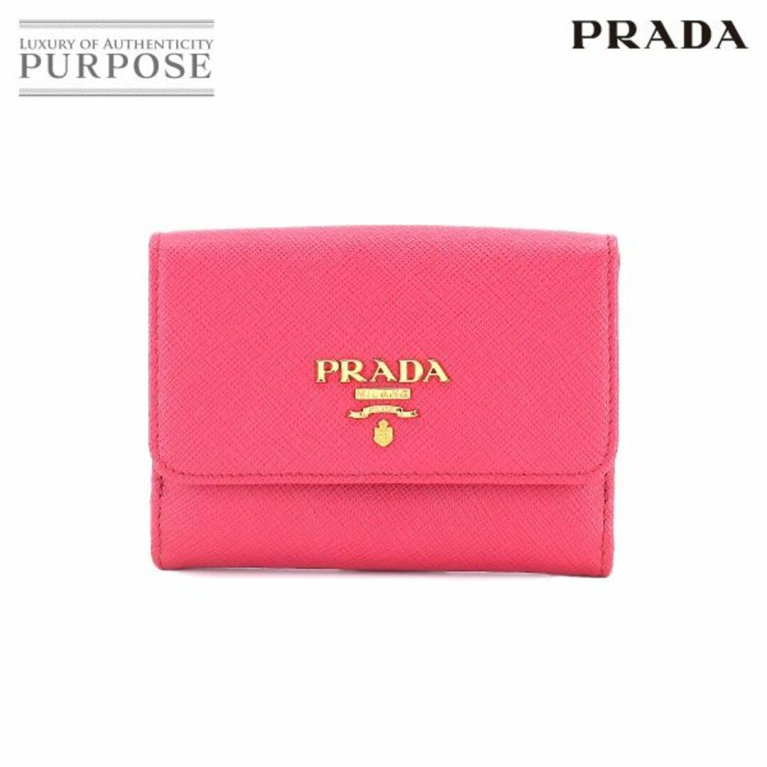 美品 !  PRADA プラダ サフィアーノ折り財布 ピンク ペオニア 折り財布