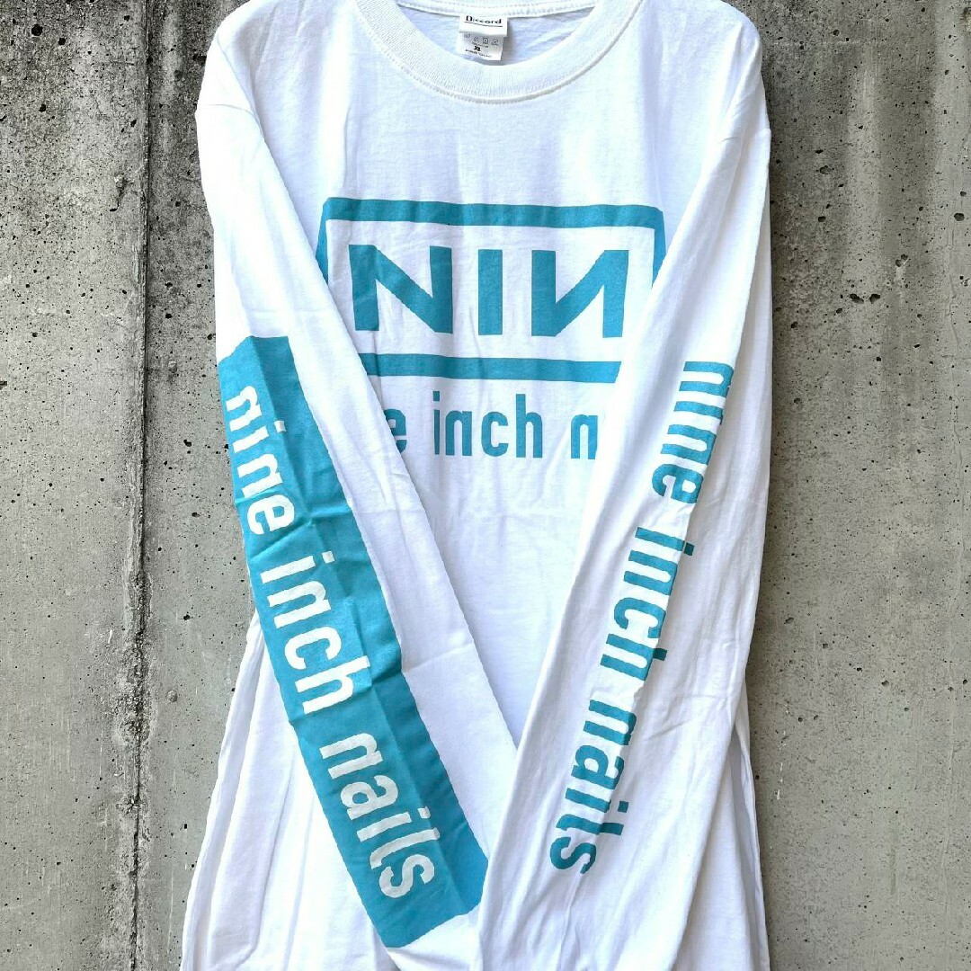 白L☆長袖ティファニーカラーNIN ロゴ Nine inch nails