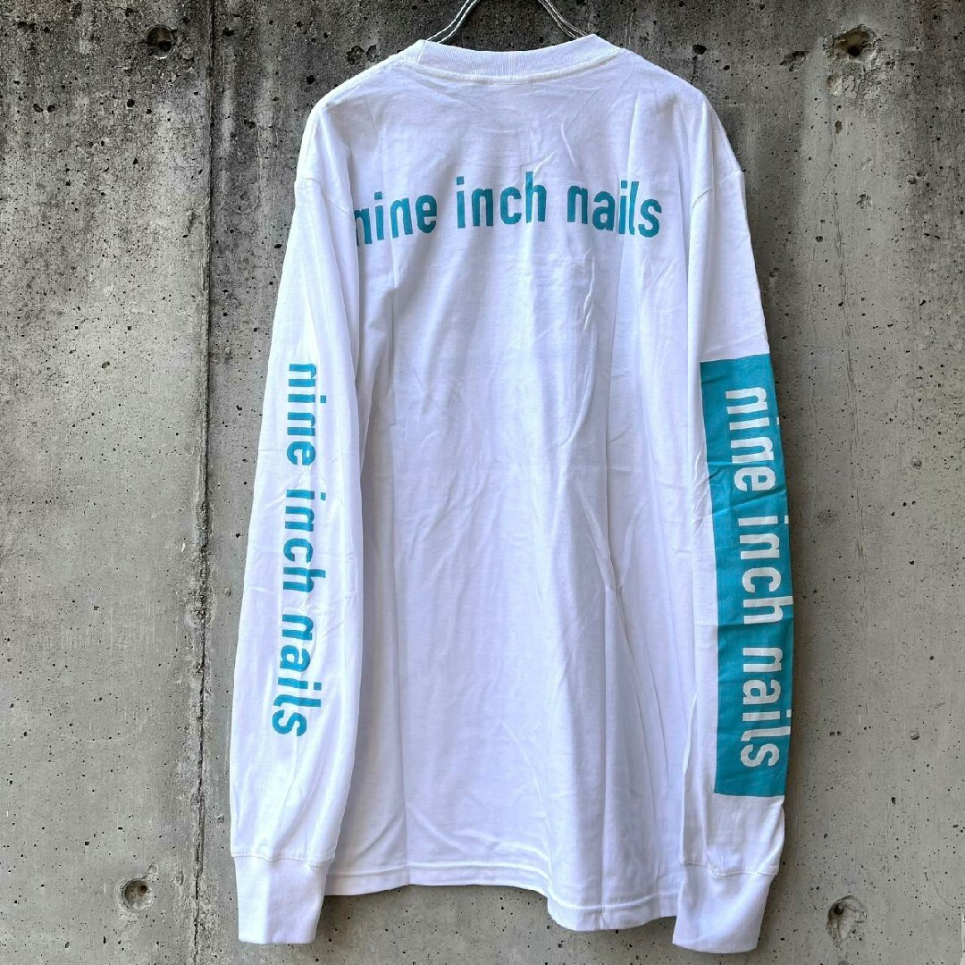 白L☆長袖ティファニーカラーNIN ロゴ Nine inch nails