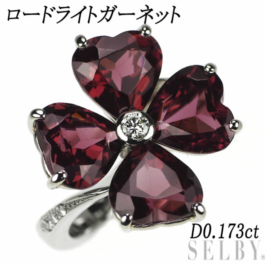 Pt900 ダイヤモンド  ロードライトガーネット リング D0.173ct