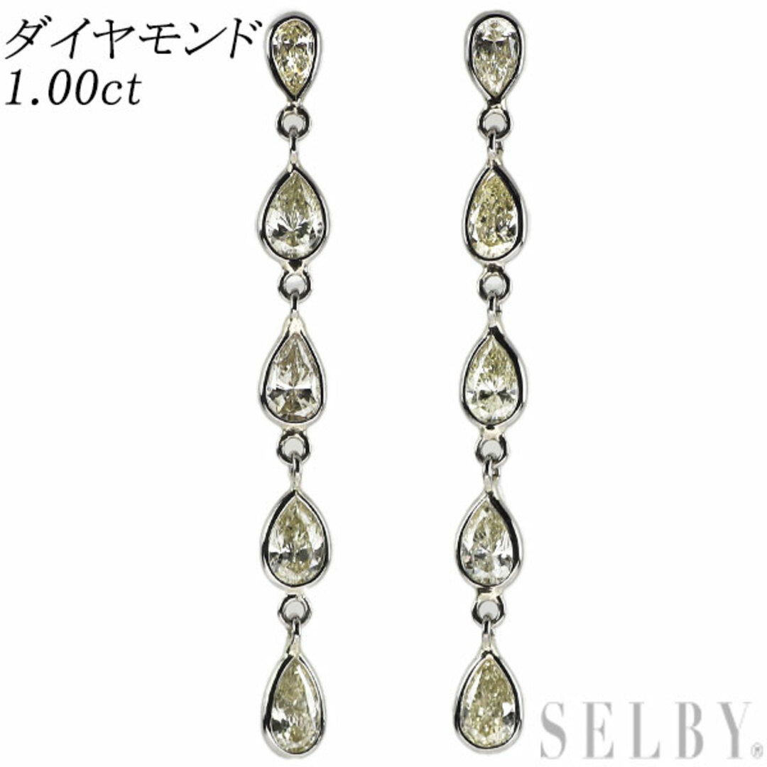 Pt900 ペアシェイプ ダイヤモンド ピアス 1.00ctの+aethiopien