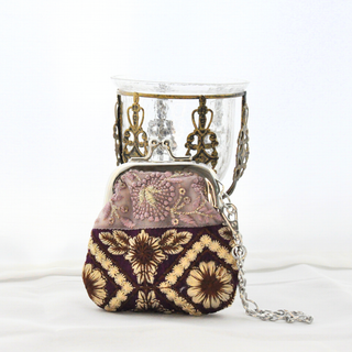 インド刺繡リボン　がま口ミニポーチ　バックチャーム(ポーチ)