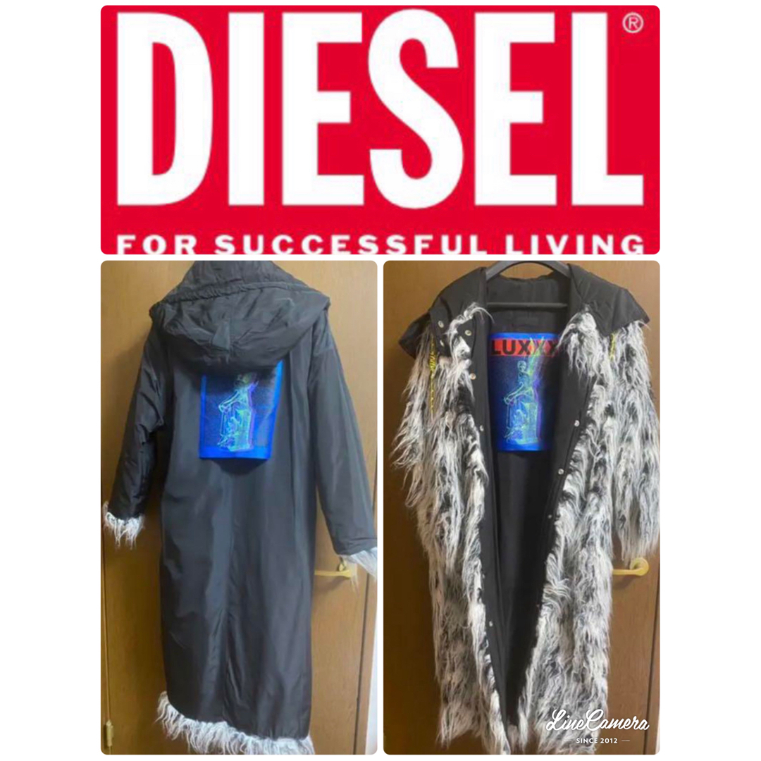 交渉可DIESEL リバーシブル ロング エコファーコートXXS | フリマアプリ ラクマ