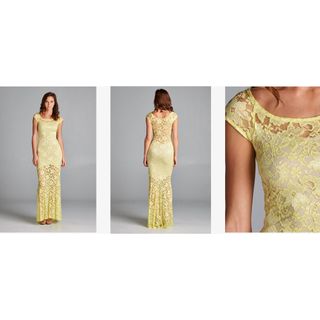 タダシショウジ(TADASHI SHOJI)の新品 USAロングドレス LEMON YELLOW LACE S(ロングドレス)