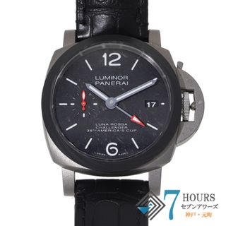 パネライ(PANERAI)の【118181】PANERAI パネライ  PAM01096 ルミノール ルナロッサGMT　世界限定250本 ブラックダイヤル TI/レザー（クロコ） 自動巻き ギャランティーカード 純正ボックス 腕時計 時計 WATCH メンズ 男性 男 紳士【中古】(腕時計(アナログ))