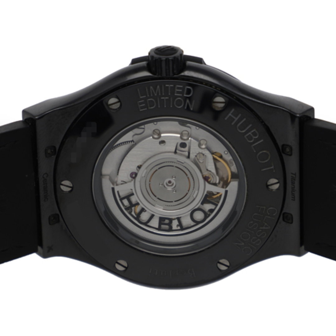 【118159】HUBLOT ウブロ 511.CM.0500.VR.BER16 クラシックフュージョン オールブラック ベルルッティ500本限定  ブラックダイヤル CE/レザー/ラバー 自動巻き ギャランティーカード 純正ボックス 腕時計 時計 WATCH メンズ 男性 男 紳士【中古】