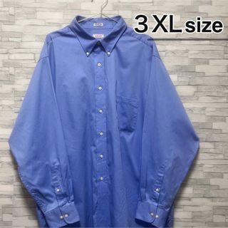 シャツ(shirts)のシャツ　長袖　3XL　ライトブルー　水色　ボタンダウン　USA古着　IZOD(シャツ)