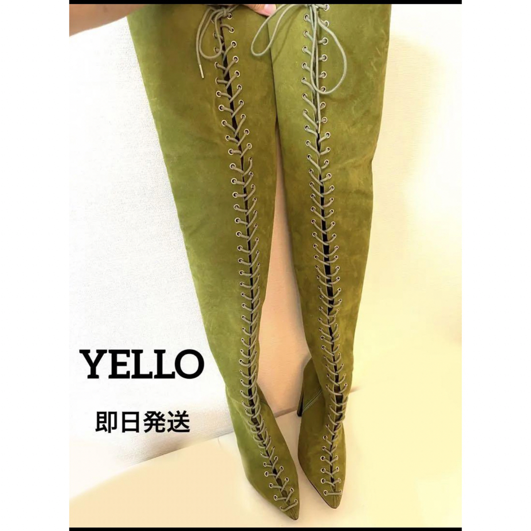 yello レースアップロングブーツ