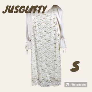 ジャスグリッティー(JUSGLITTY)のジャスグリッティー　膝丈　レース　ワンピース　ドレス　ホワイト　白(ひざ丈ワンピース)