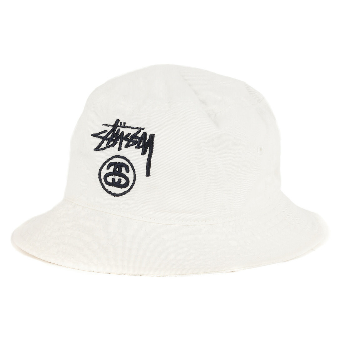 STUSSY ステューシー ハット サイズ:S/M 14SS BEAUTY&YOUTH 別注 SSリンクロゴ 刺繍 ツイル バケットハット ホワイト 白 帽子 コラボ ユナイテッドアローズ 【メンズ】帽子