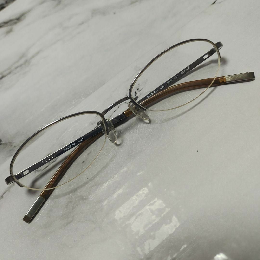 1954超美品 グッチ メガネ 眼鏡 度強 9544 Gロゴ ハーフリム 軽め | フリマアプリ ラクマ