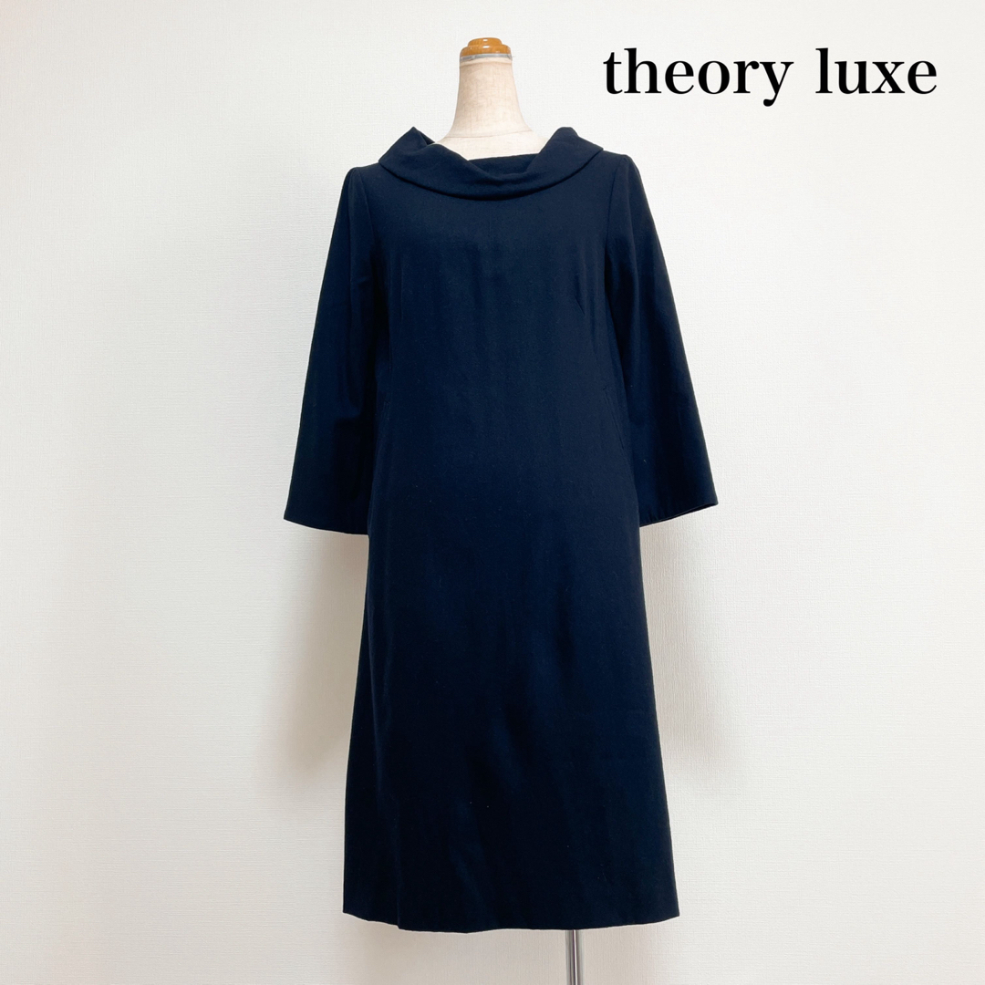 theory luxe 膝丈アンゴラ混ワンピース 濃紺 秋冬 上品素敵♡