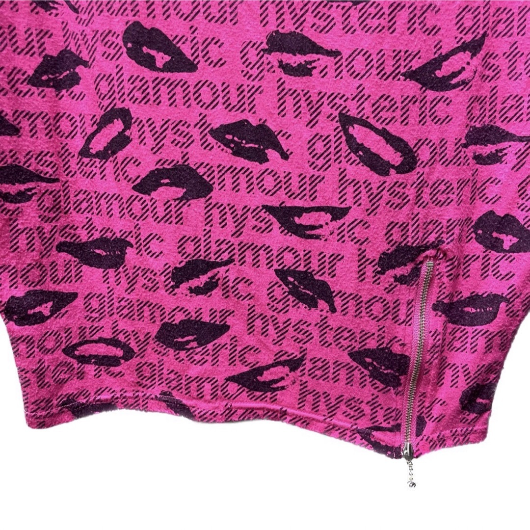 HYSTERIC GLAMOUR(ヒステリックグラマー)のヒステリックグラマー【美品】リップ × ロゴ 総柄 半袖 ニット トップス レディースのトップス(カットソー(半袖/袖なし))の商品写真